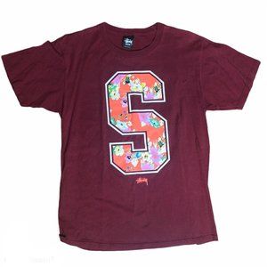 Stussy Burgundy Hawaiian Tee Used Med